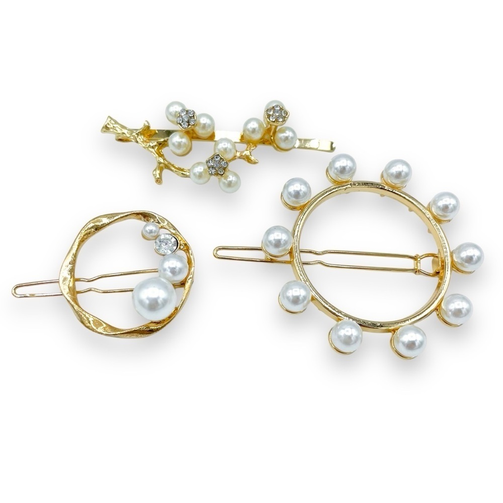 Set of 3 Pearl Hair Clips